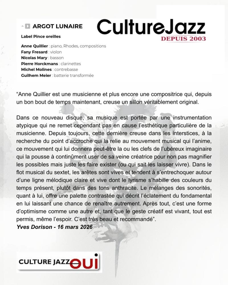 Disque Argot Lunaire - Culture Jazz