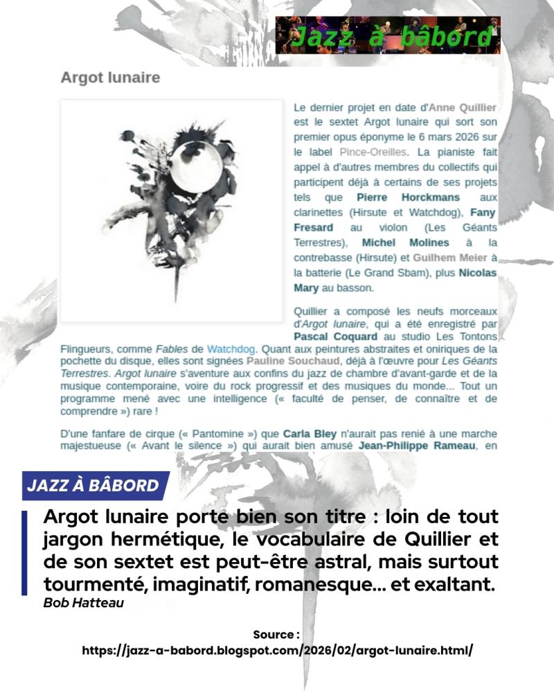 Disque Argot Lunaire - Jazz à Babord