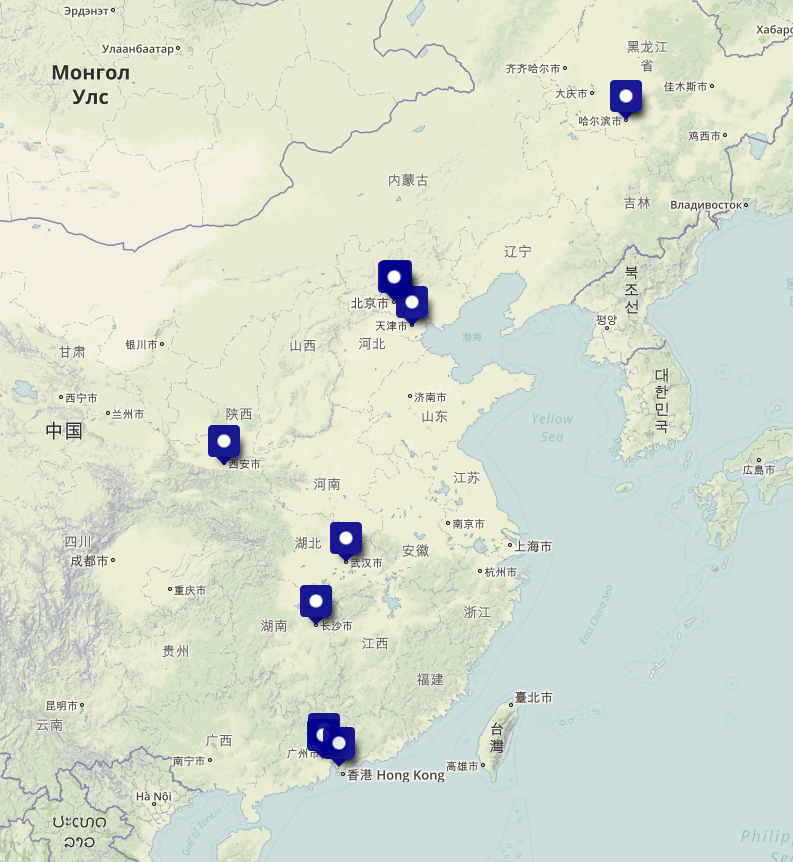 carte des concerts en Chine